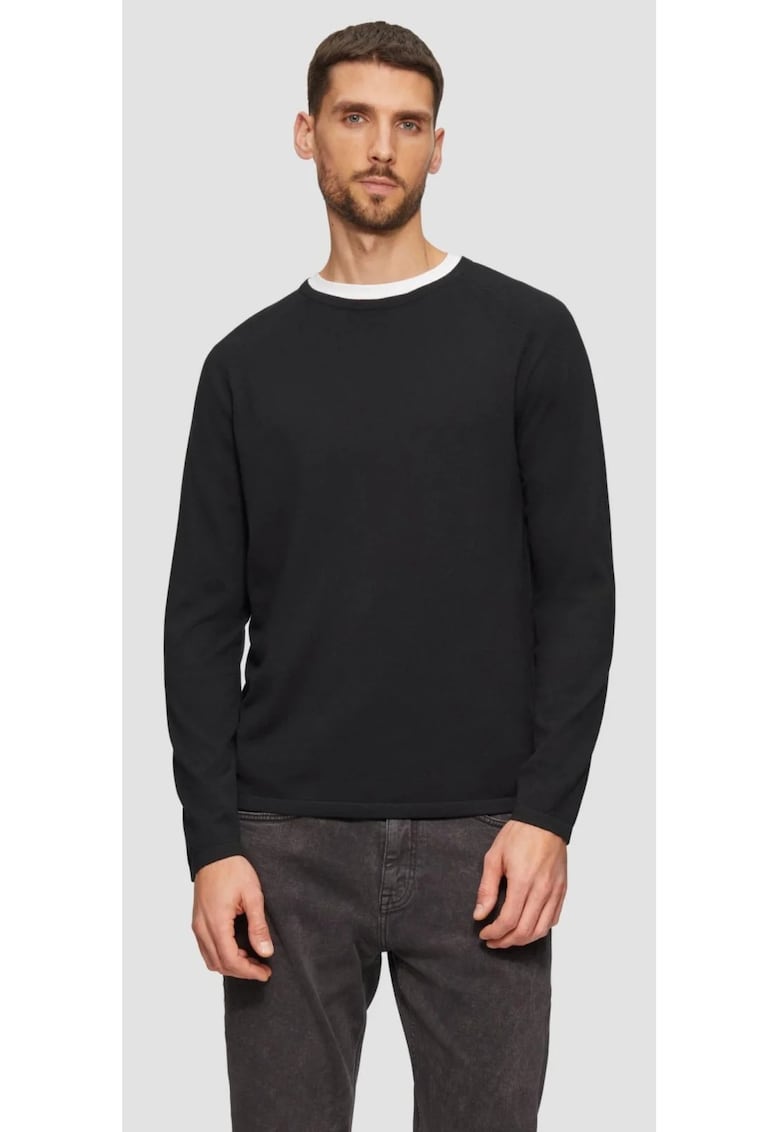 Pulover barbati - subtire - din bumbac - cu logo - Negru Pulover barbati - subtire - din bumbac - cu logo - Negru