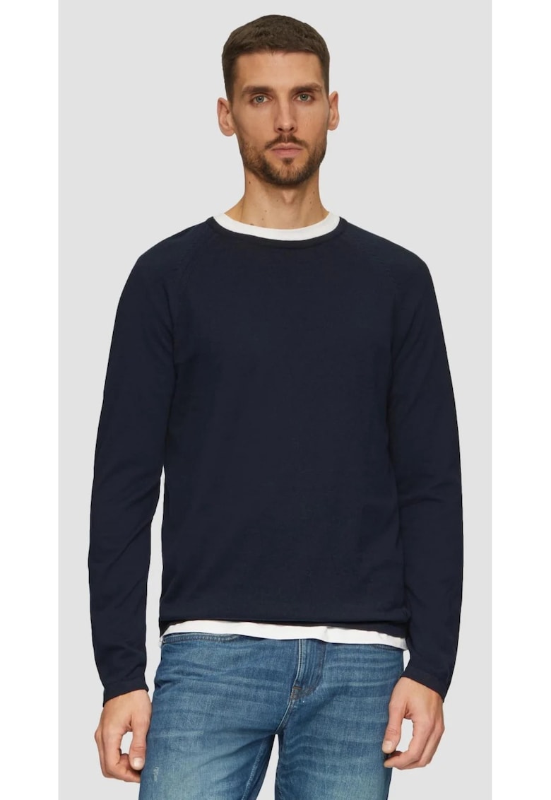 Pulover barbati - subtire - din bumbac - cu logo - Bleumarin Pulover barbati - subtire - din bumbac - cu logo - Bleumarin