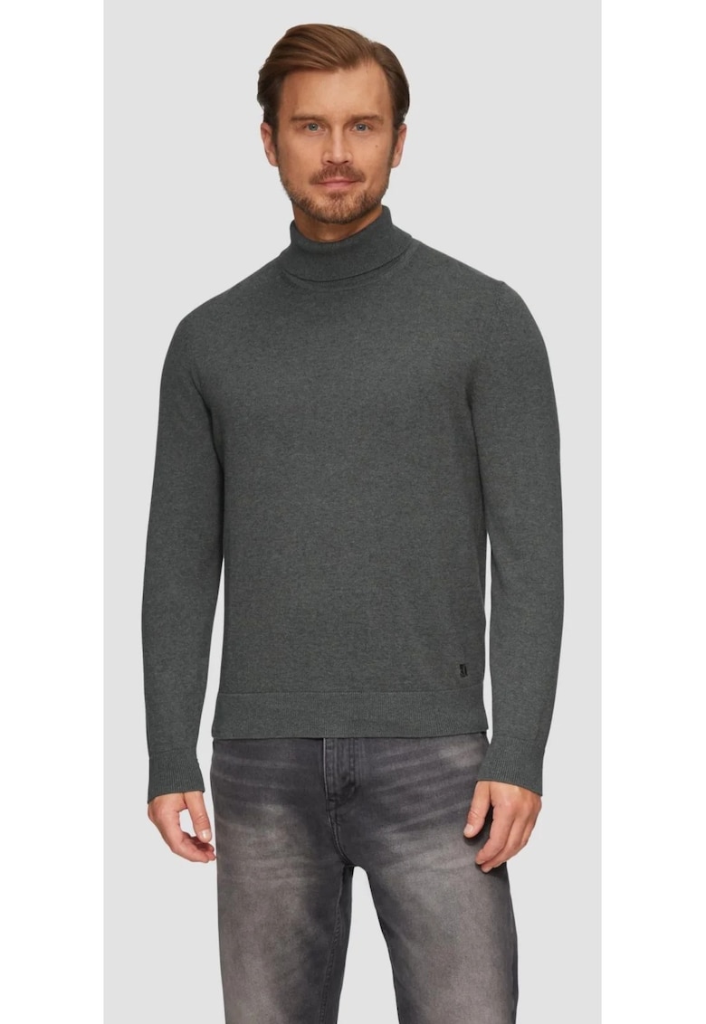 Pulover barbati din bumbac cu guler inalt - Gri inchis Pulover barbati din bumbac cu guler inalt - Gri inchis