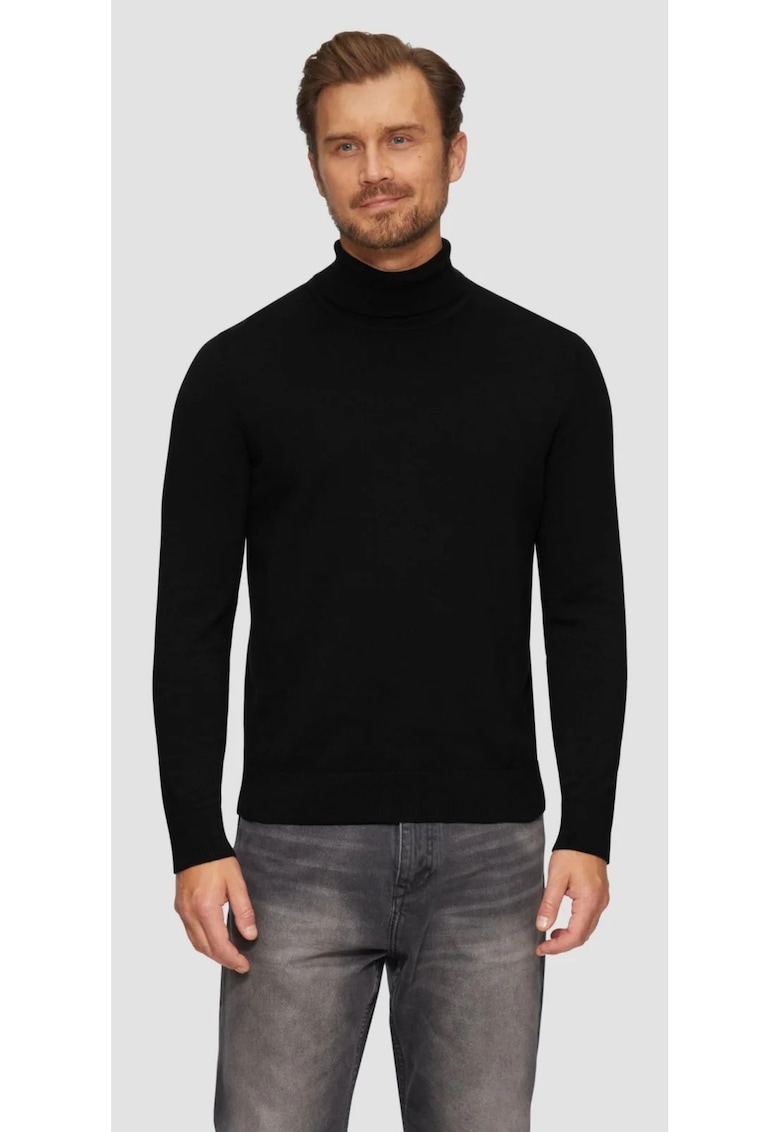 Pulover barbati din bumbac cu guler inalt - Negru - 2XL Pulover barbati din bumbac cu guler inalt - Negru - 2XL