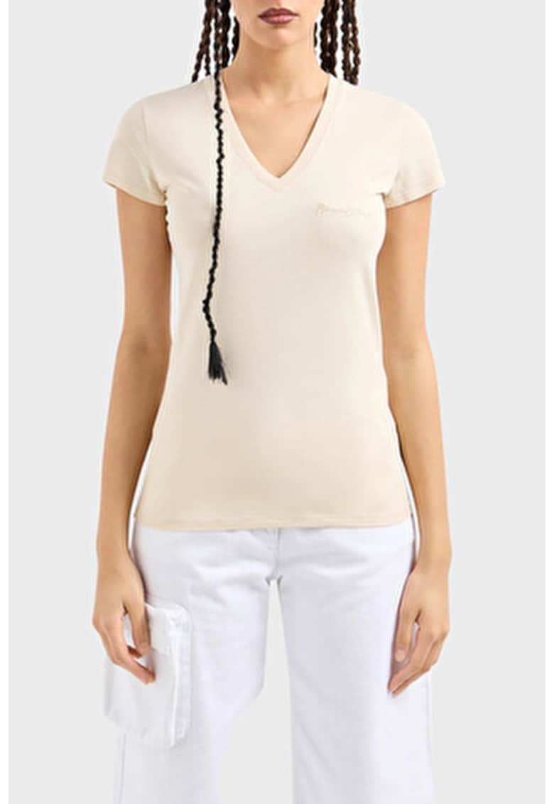 Armani Exchange Tricou din bumbac cu decolteu in V -