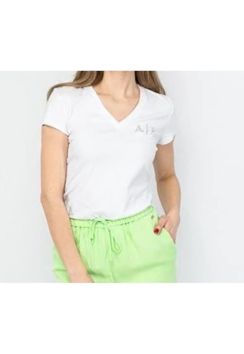 Armani Exchange Tricou cu decolteu in v si detaliu logo