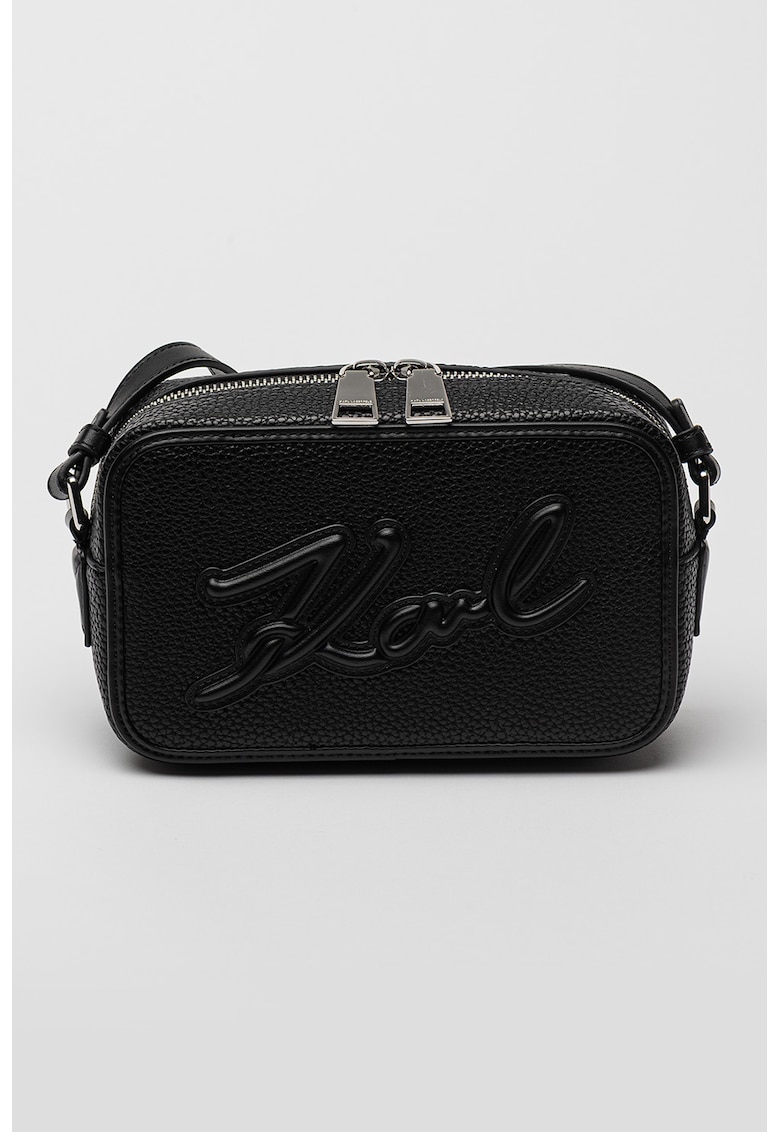 Geanta crossbody de piele ecologica cu logo in relief Skuare