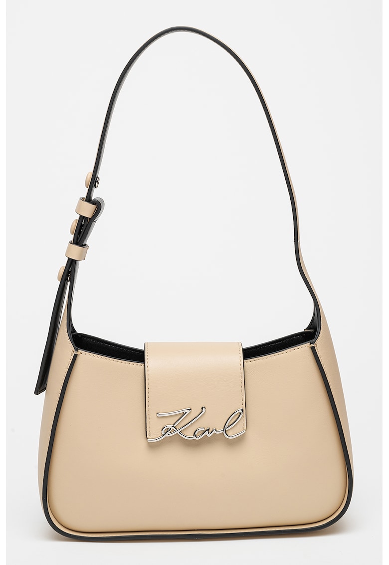 Geanta din piele cu bareta de umar Signature