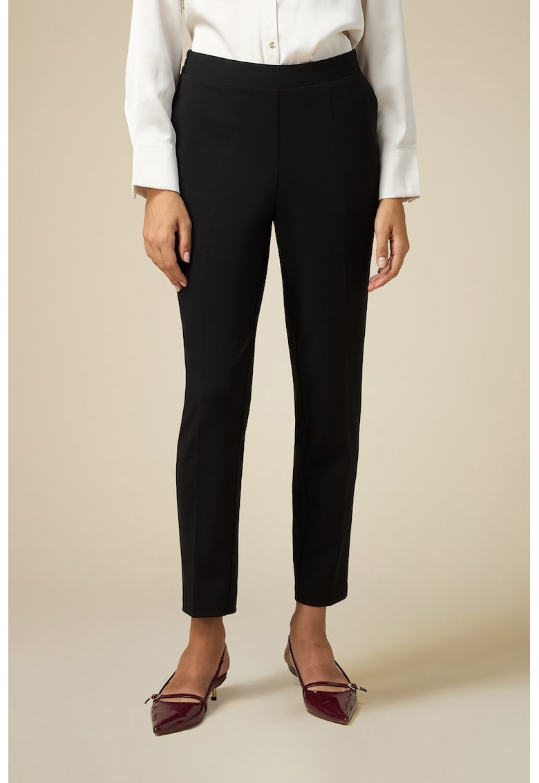 Pantaloni crop cu talie elastica