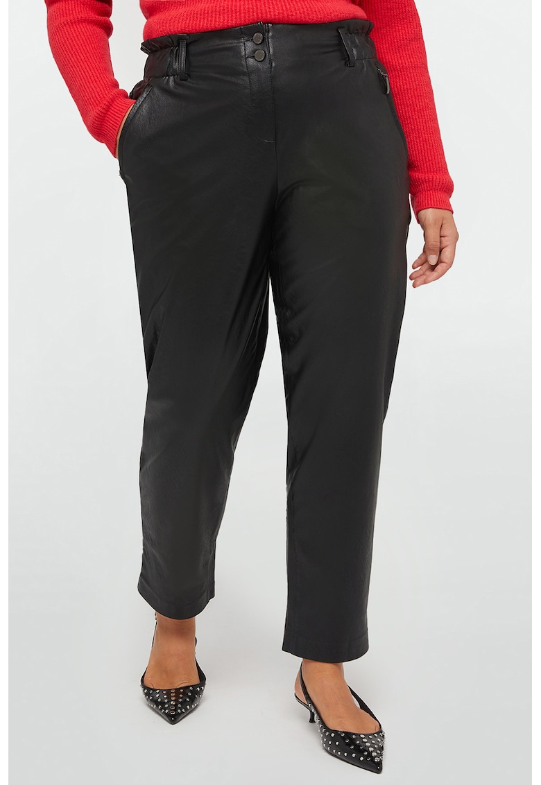 Pantaloni slim fit cu talie inalta - Negru