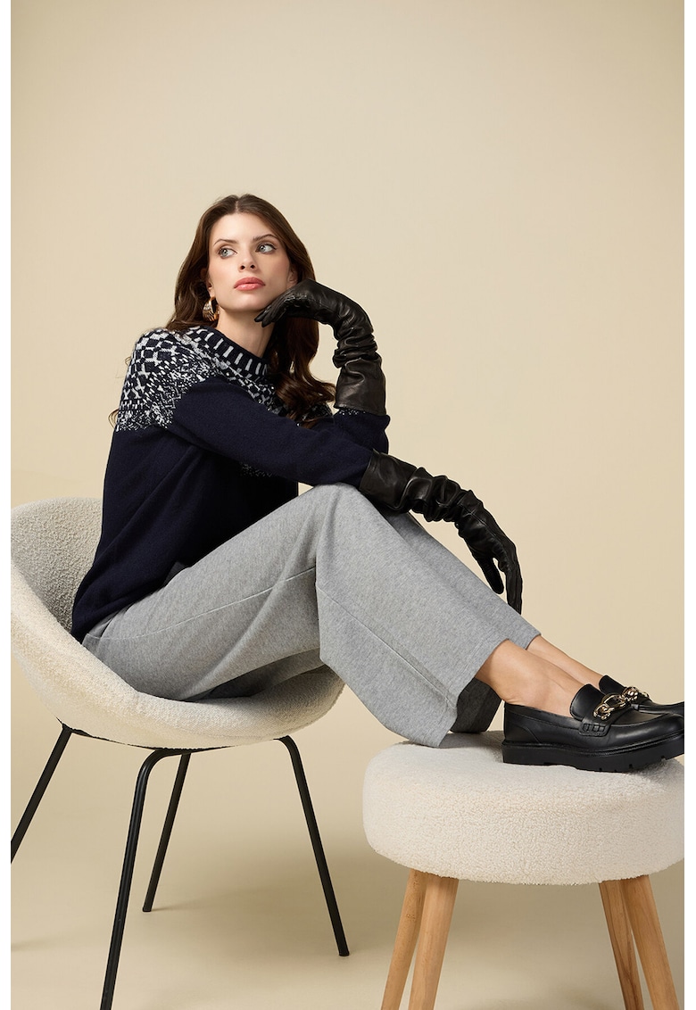 Pantaloni cu croiala ampla si talie inalta - Gri inchis