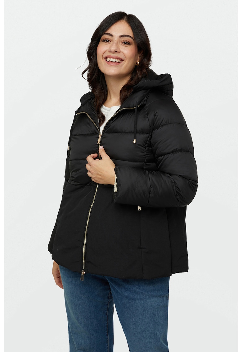 Geaca cu gluga si maneci raglan - Negru