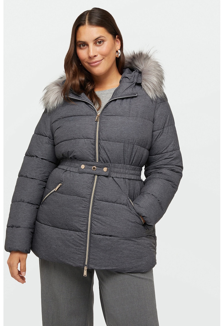 Geaca matlasata cu talie elastica - Gri inchis