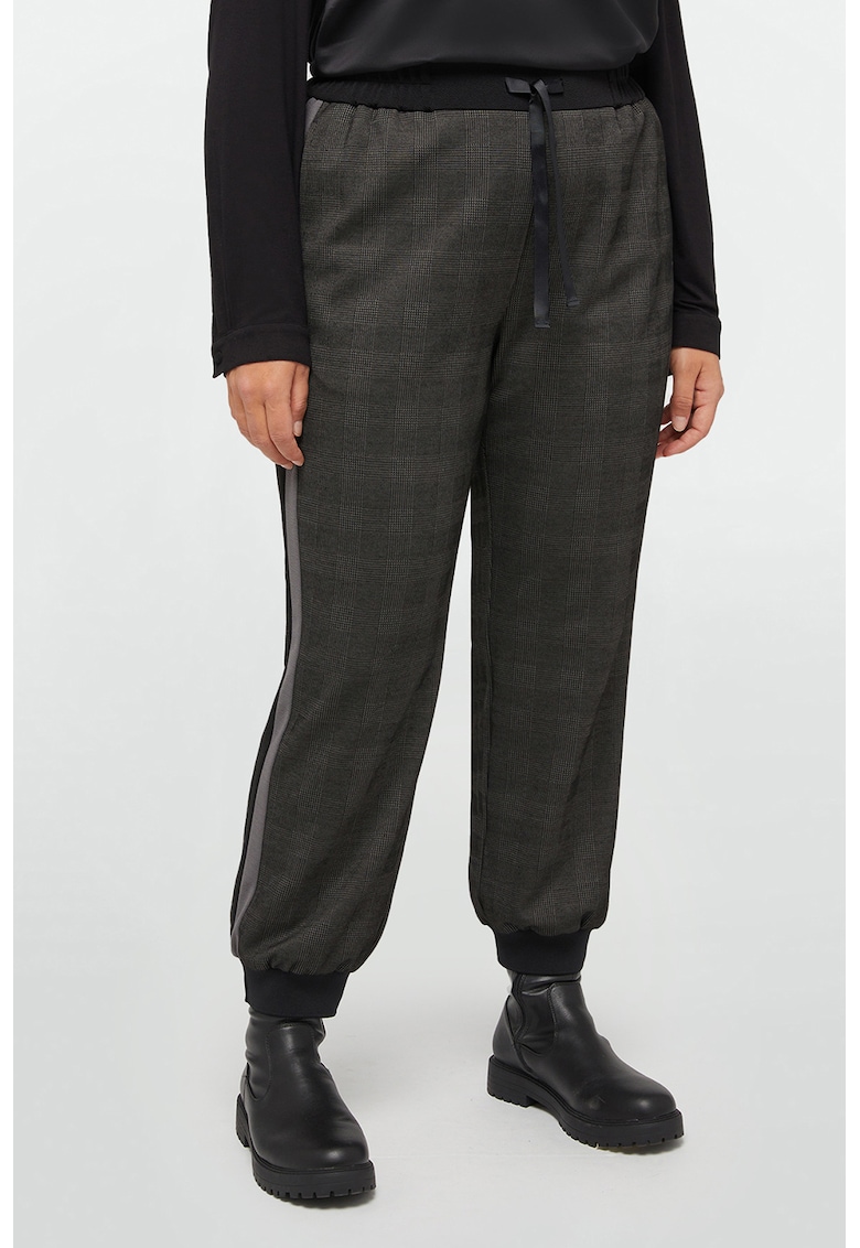 Pantaloni regular fit cu snururi de ajustare - Gri inchis