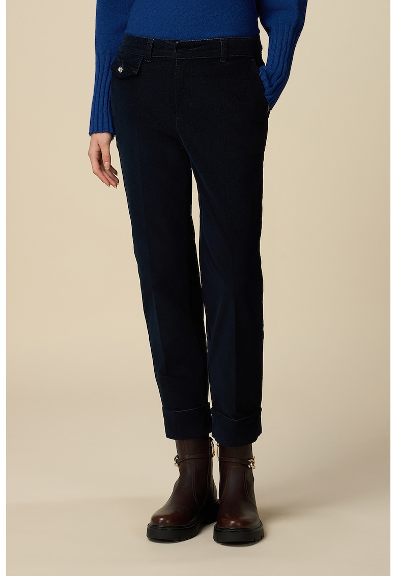 Blugi crop cu buzunare oblice - Albastru ultramarin