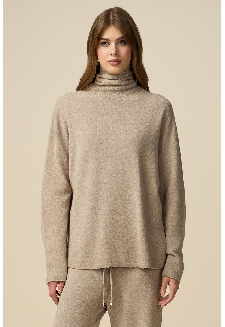 Pulover cu guler inalt - Bej deschis