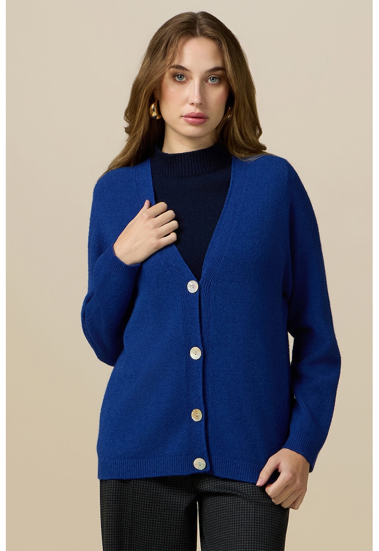 Cardigan cu decolteu in V - Albastru royal