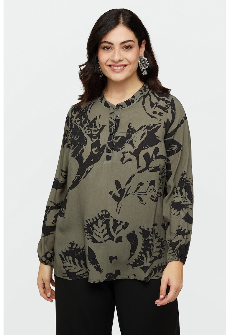 Bluza cu model si maneci lungi - Kaki