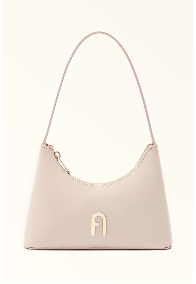 Geanta de piele cu bareta lunga de umar Diamante - Roz pal - 16x24x6