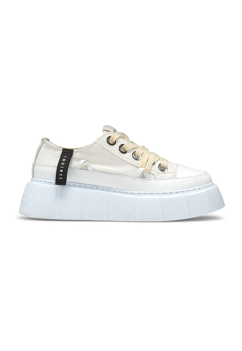 Inuikii Pantofi sport flatform - din material textil - Alb/Crem