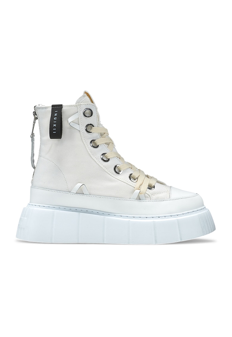 Pantofi sport flatform - din material textil - Alb/Crem