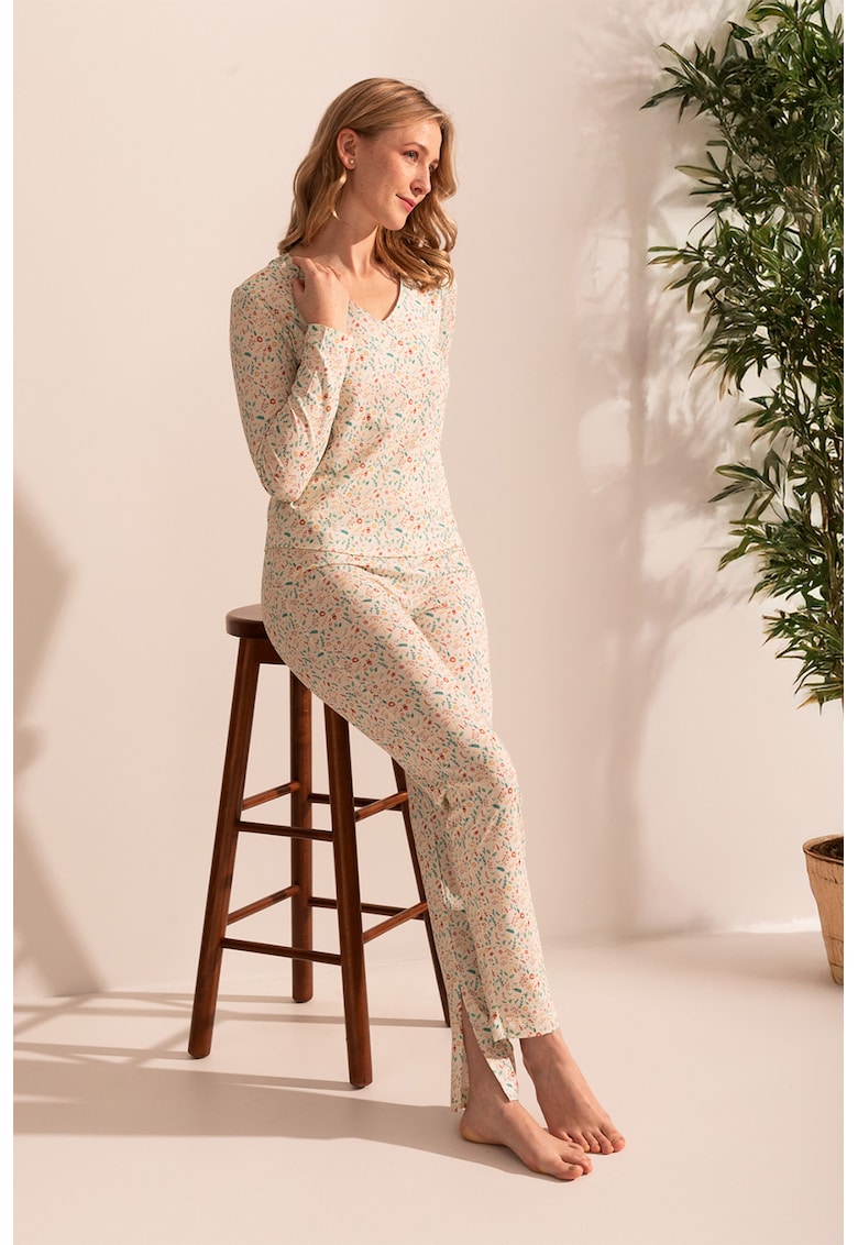 Pijama slim-fit din amestecde bambus Anais