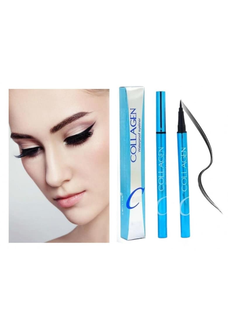 Tus de Ochi - Rezistent - Collagen - Waterproof Eyeliner - Negru - 1 ml