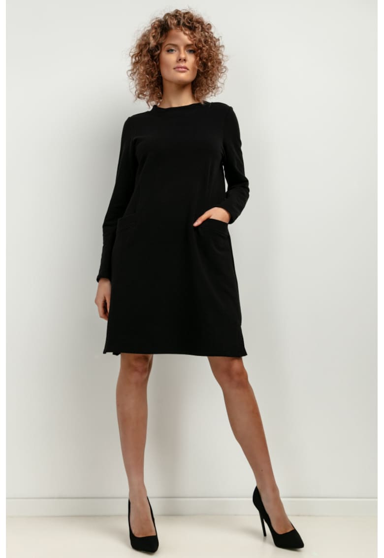 Rochie sport cu maneca lunga si buzunareT412 neagra