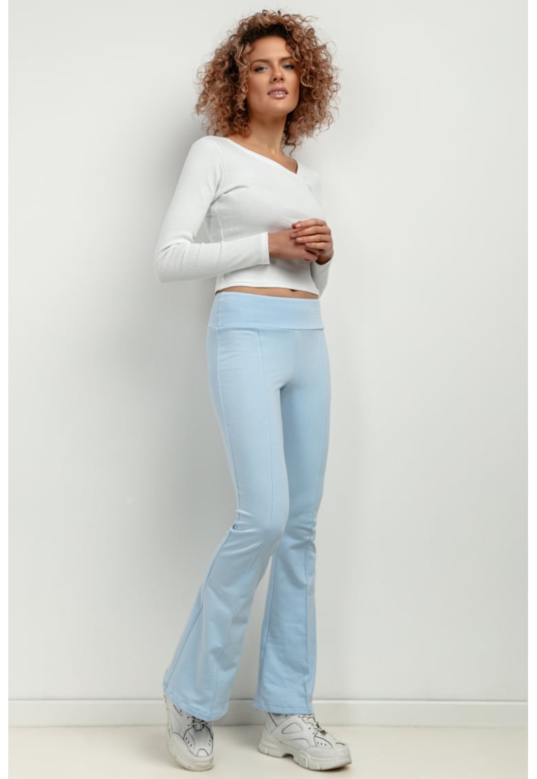 Pantaloni evazati cu talie elastica T414 - albastru deschis