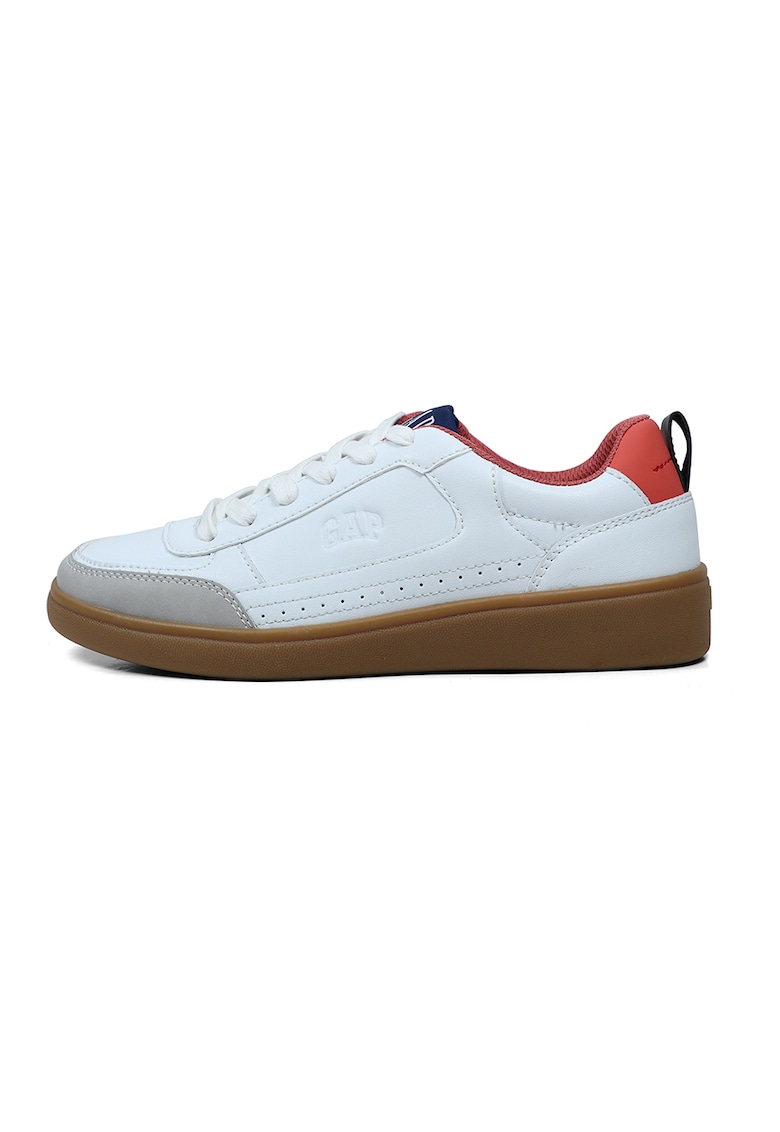 Pantofi sport colorblock cu sireturi - Coral/Alb murdar