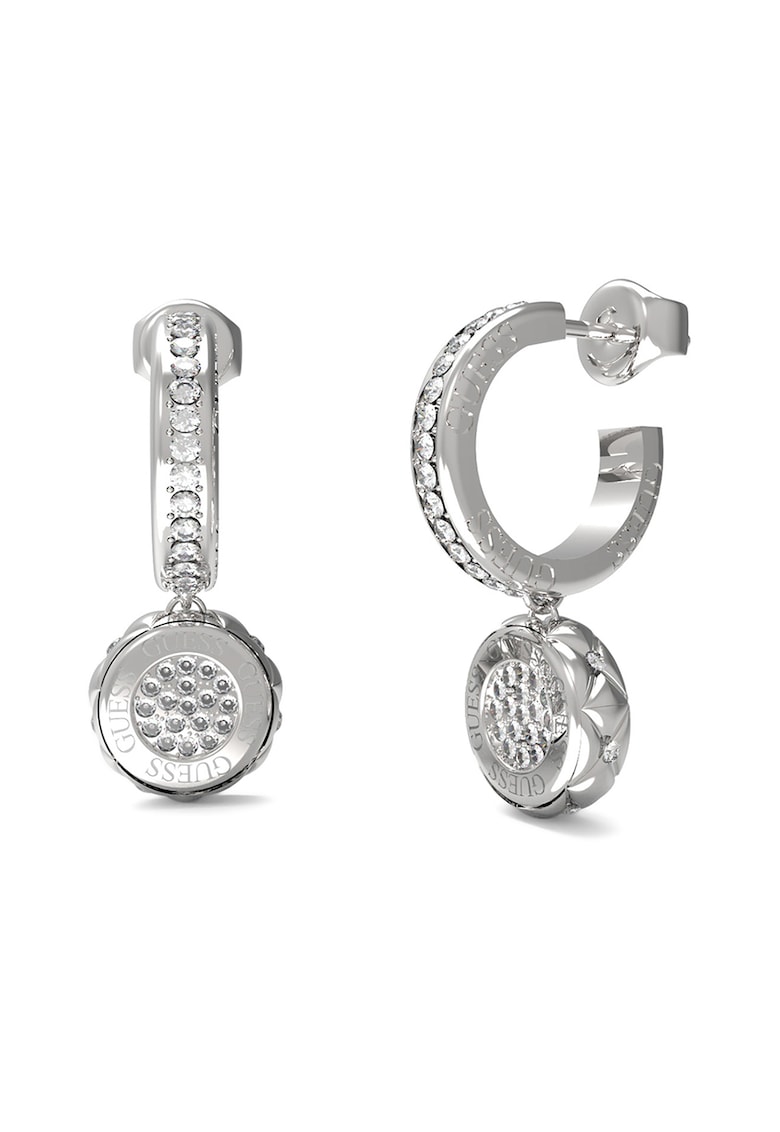 Cercei drop placati cu rodiu si decorati cu cristale