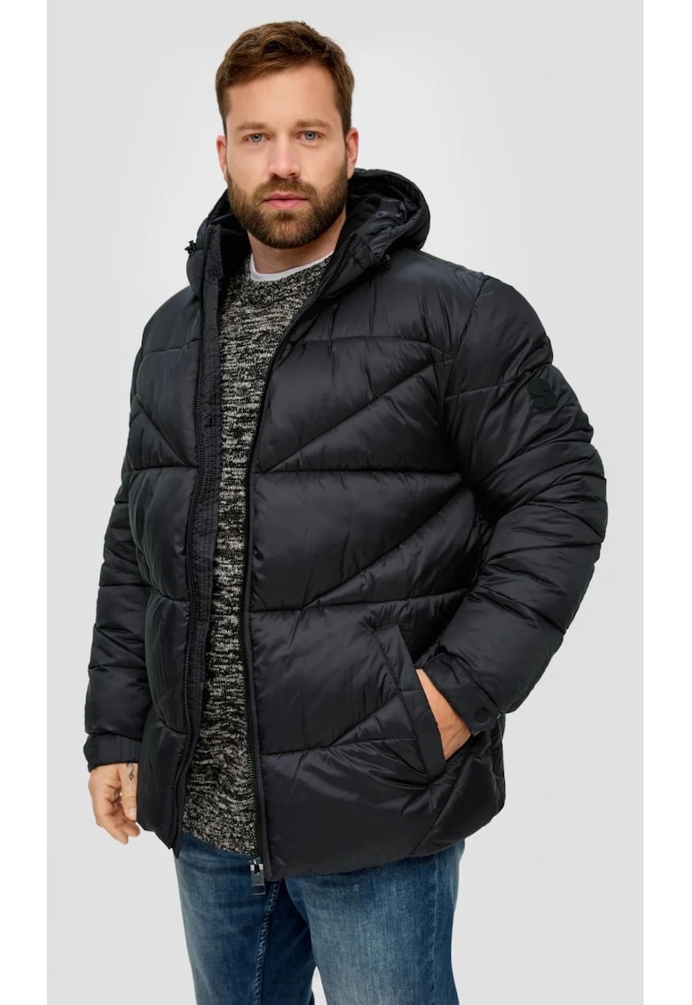 Geaca matlasata barbati big size cu gluga -  Big - Negru