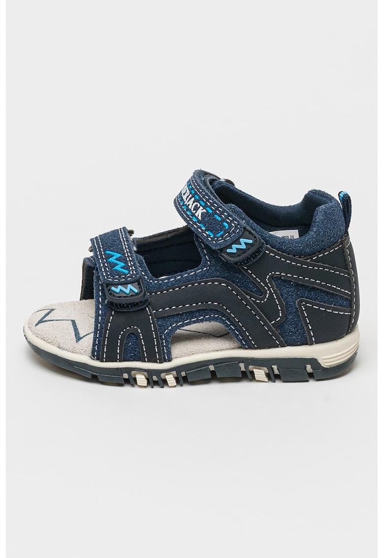 Sandale de denim cu velcro - Negru/Bleumarin