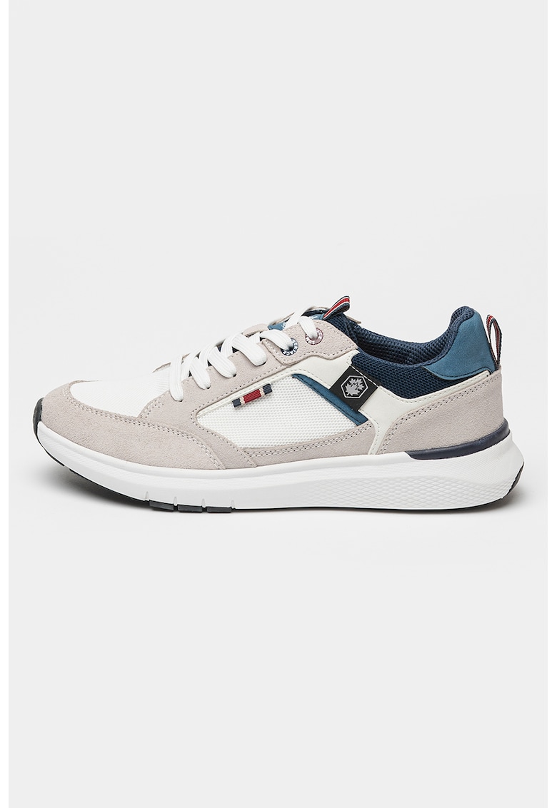 Pantofi sport cu insertii din piele intoarsa Neil - Alb/Gri/Bleumarin