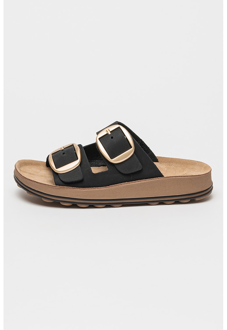 Papuci de casa din piele cu catarame Karol