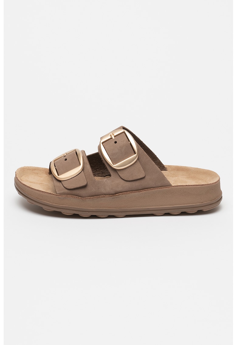 Papuci de casa din piele cu catarame Karol