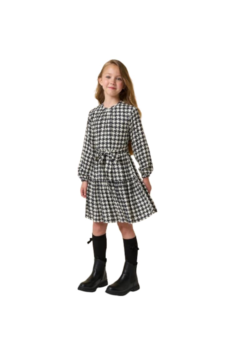 Rochie cu imprimeu pentru fete - 4.A902 - Alb/Negru