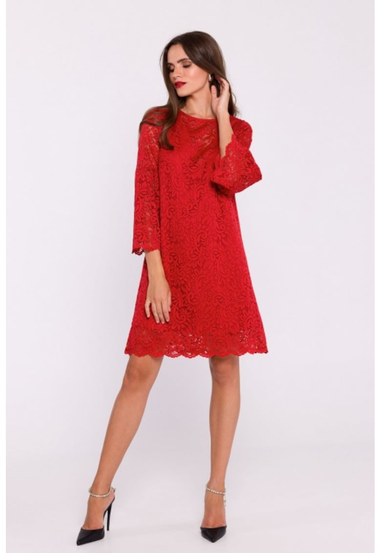 Rochie dantelata in doua straturi - tip trapez