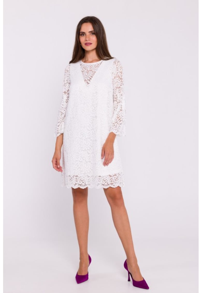 Rochie dantelata in doua straturi - tip trapez