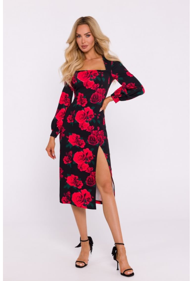 Rochie eleganta midi cu imprimeu -