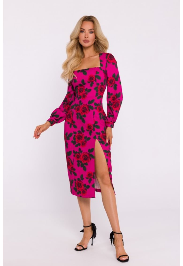 Rochie eleganta midi cu imprimeu -