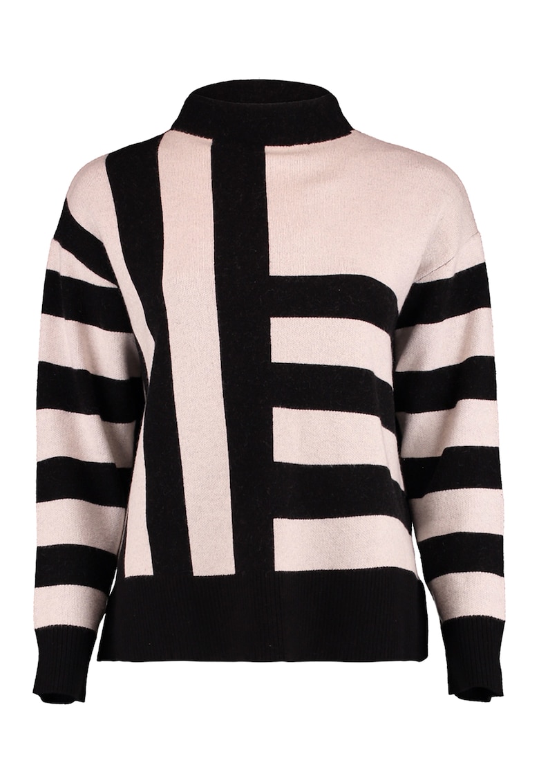 Pulover cu model in dungi si guler scurt