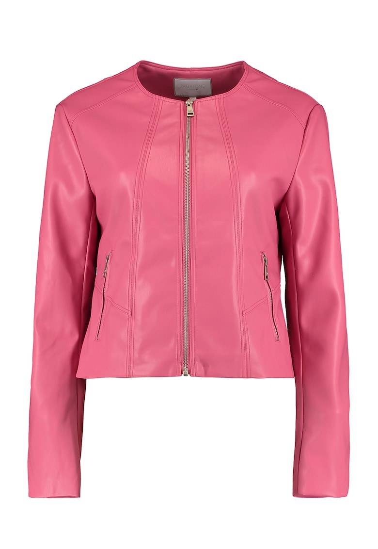 Jacheta crop de piele ecologica - Roz