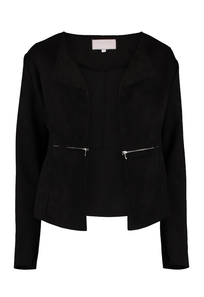 Sacou fara inchidere cu buzunare cu fermoar - Negru