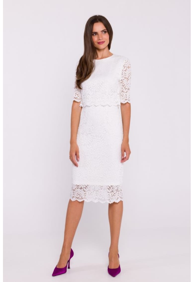 Rochie dantelata cu partea de sus dubla - Ecru