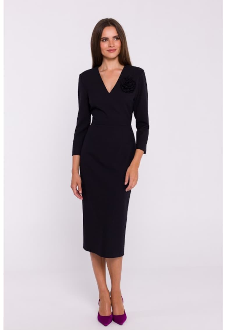 Rochie simpla midi cu decolteu in V