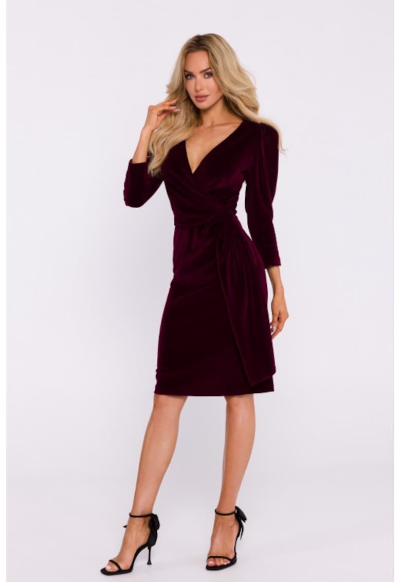 Rochie de seara din velur cu panglica -