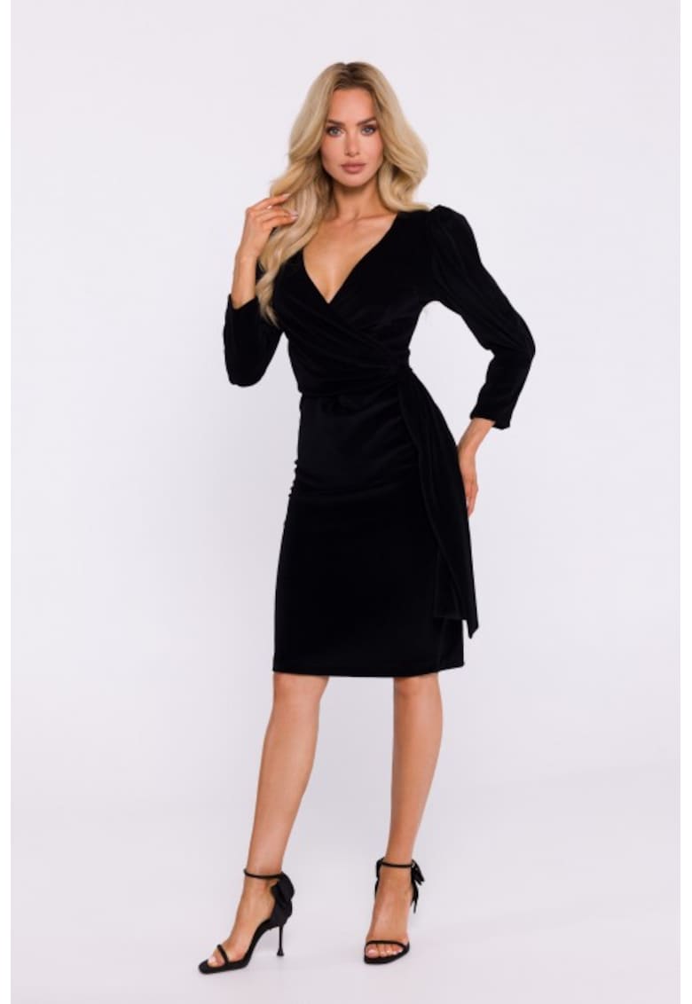 Rochie de seara din velur cu panglica -