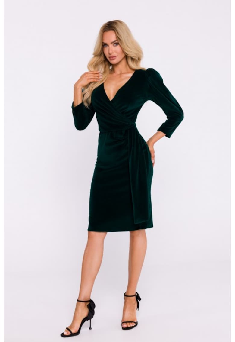 Rochie de seara din velur cu panglica -