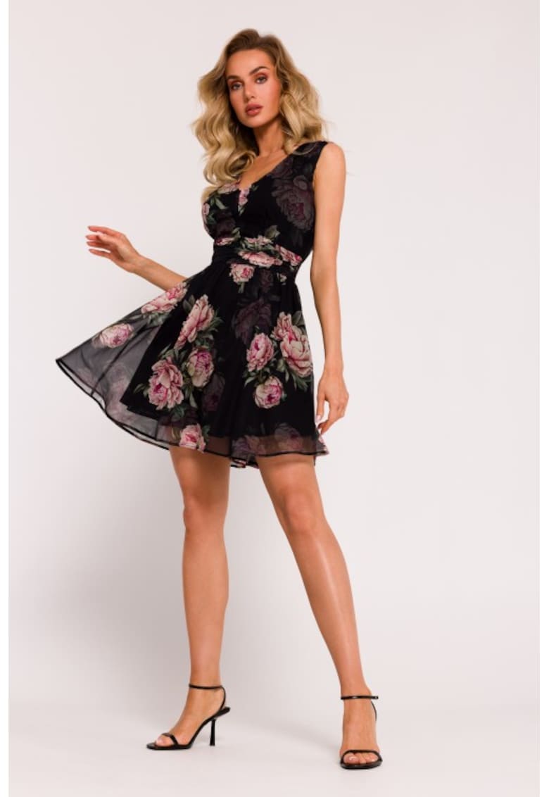 Rochie mini din sifon cu decolteu