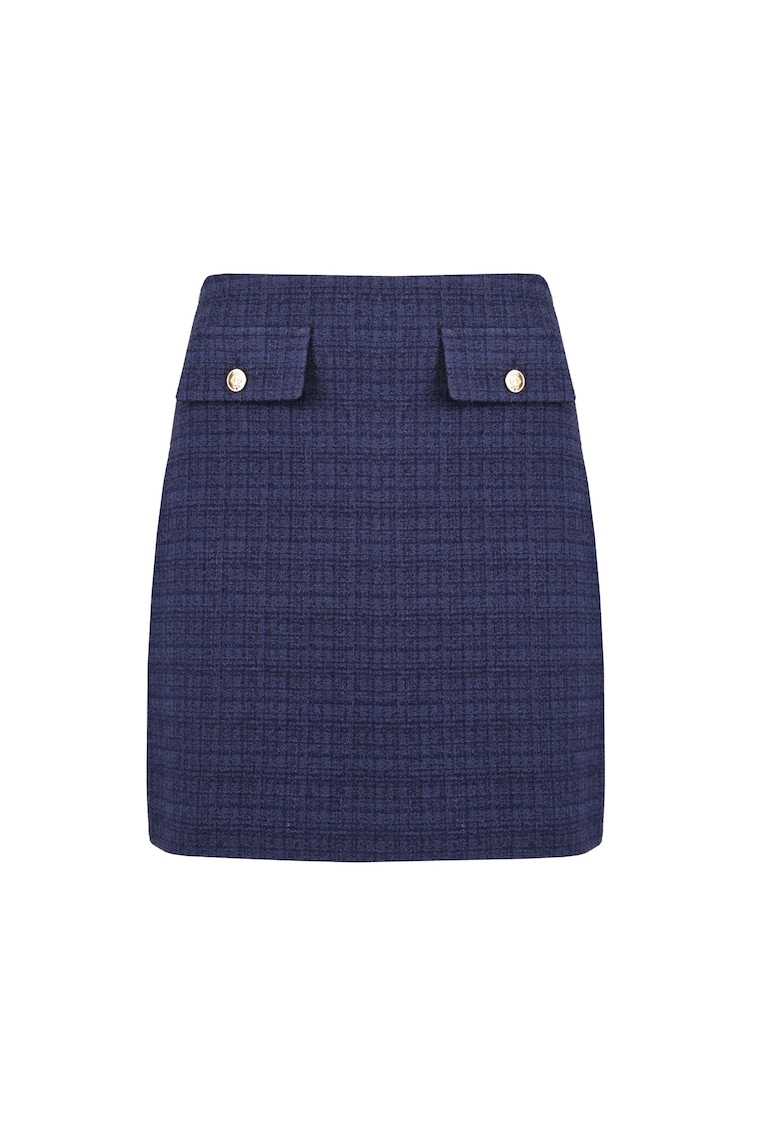 Fusta din tweed cu buzunare decorative