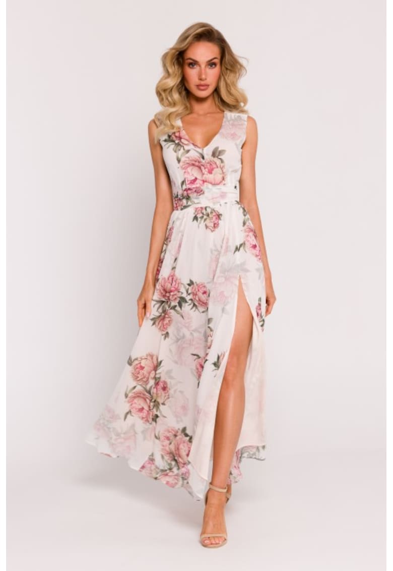 Rochie maxi din sifon cu deschidere inalta Rochie maxi din sifon cu deschidere inalta