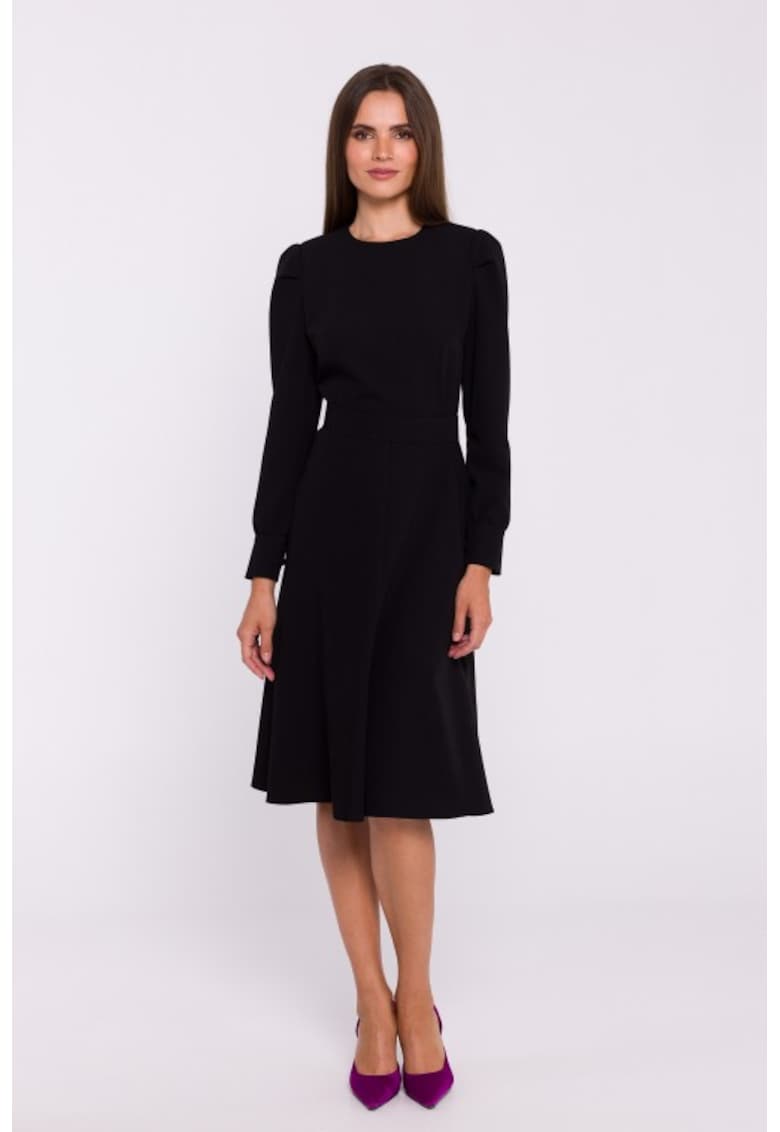 Rochie cu maneci lungi si curea in talie -