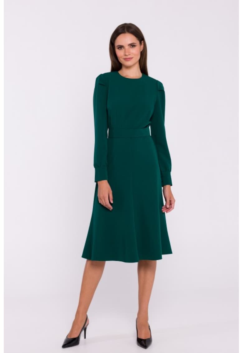 Rochie cu maneci lungi si curea in talie -